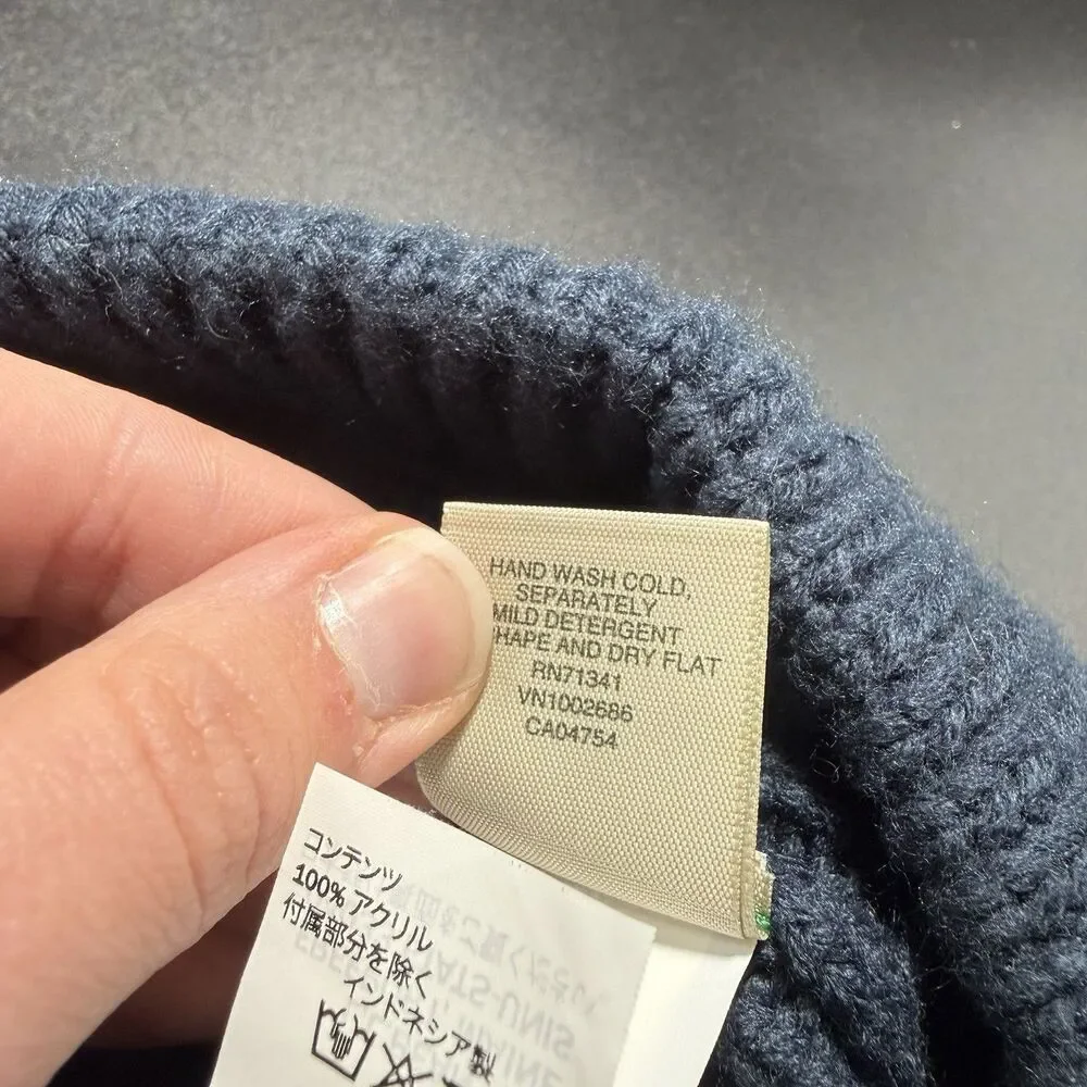 LL Bean Beanie Kids OSFA One Size Fits All Blue Ribbed Knit Pull On Stretch
